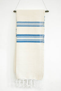 Handwoven Cotton Blanket - Blue Multi-Stripe