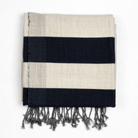 Handwoven Cotton Blanket - Beige & Charcoal