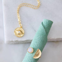 Opal Evil Eye Coin Necklace