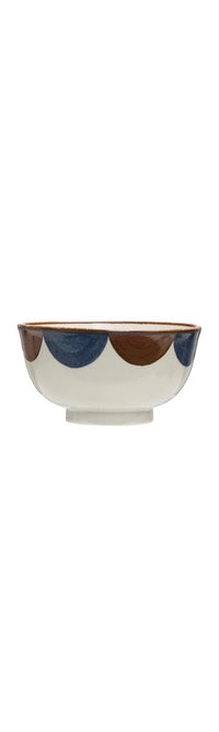 Small Porcelain Bowl - White, Blue & Brown