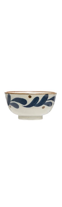 Small Porcelain Bowl - White, Blue & Brown