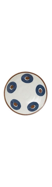 Porcelain Plate - White, Blue & Brown
