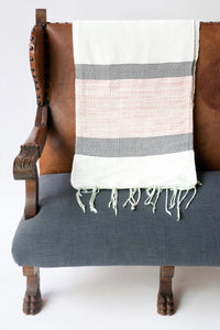 Handwoven Cotton Blanket - Red & Black Stripe