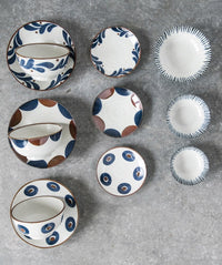 Porcelain Plate - White, Blue & Brown
