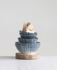 Medium Porcelain Bowl - Blue & White Pattern