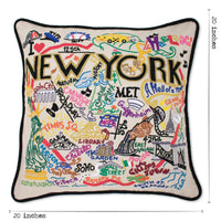 Hand Embroidered Pillow - NYC