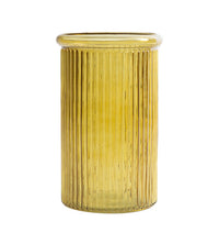 Ribbed Yellow Glass Vase