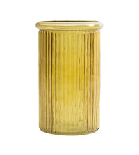 Ribbed Yellow Glass Vase