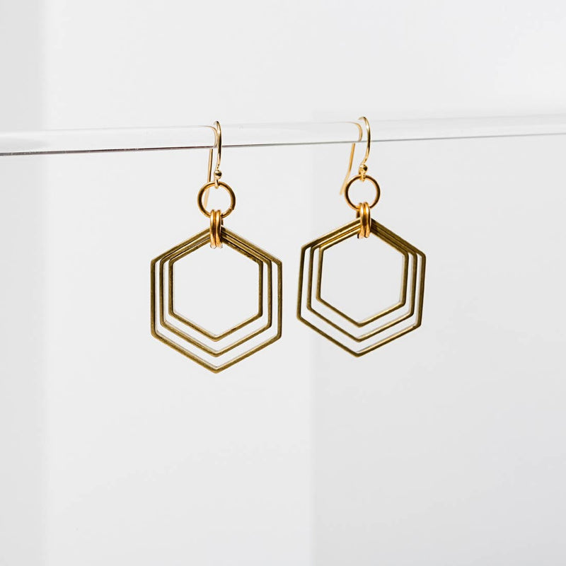Concentric Hexagon Earrings