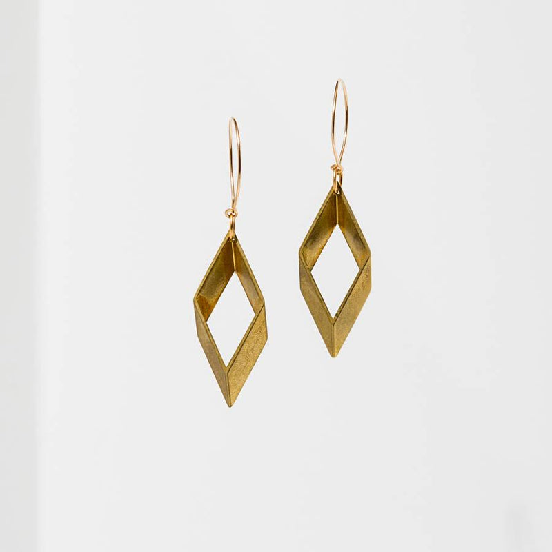 Open Diamond Earrings - Brass