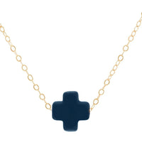 Swiss Style Cross Necklace - Navy