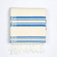 Handwoven Cotton Blanket - Blue Multi-Stripe