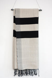 Handwoven Cotton Blanket - Beige & Charcoal