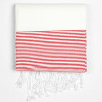 Handwoven Cotton Blanket - Thin Red Stripe
