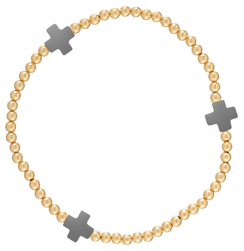 Swiss Style Cross Bracelet - Charcoal