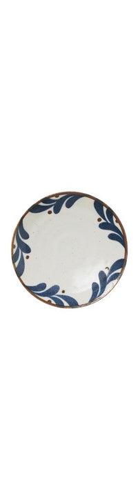 Porcelain Plate - White, Blue & Brown