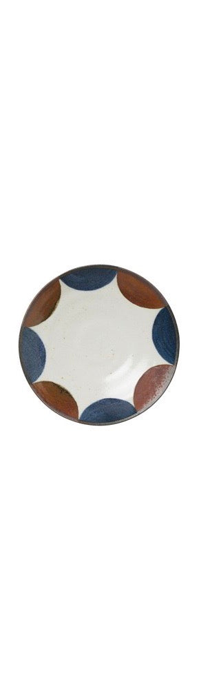 Porcelain Plate - White, Blue & Brown