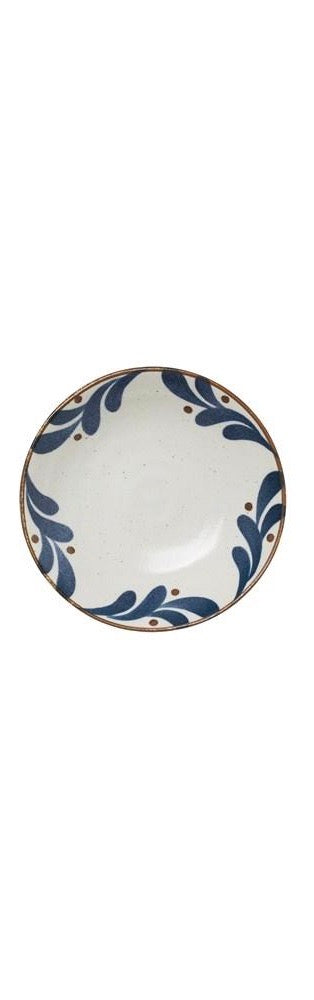 Large Porcelain Bowl - White, Blue & Brown