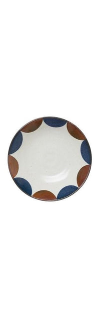 Large Porcelain Bowl - White, Blue & Brown