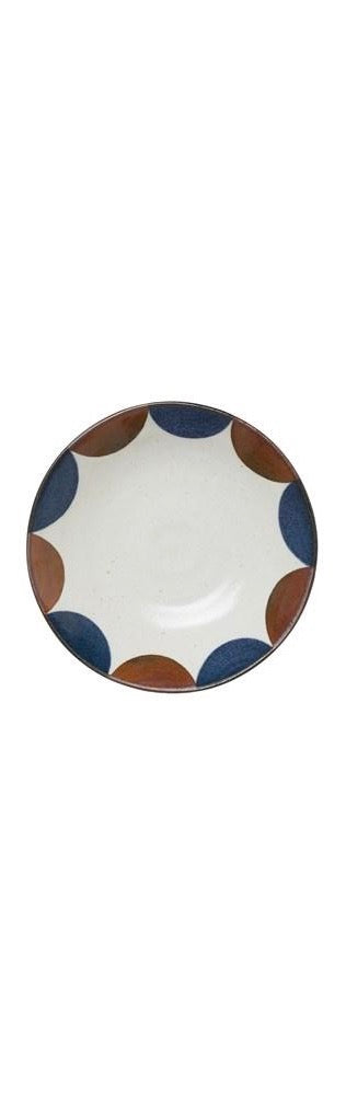 Large Porcelain Bowl - White, Blue & Brown
