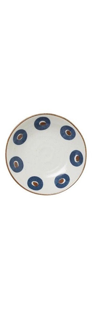 Large Porcelain Bowl - White, Blue & Brown