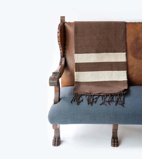 Handwoven Cotton Blanket - Brown & Beige