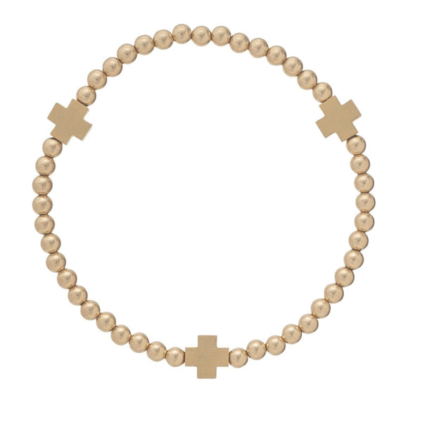 Swiss Style Cross Bracelet - Matte Gold