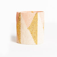 Beaded Cuff - Blush & Ivory With Gold Triangles