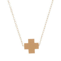 Swiss Style Cross Necklace - Matte Gold