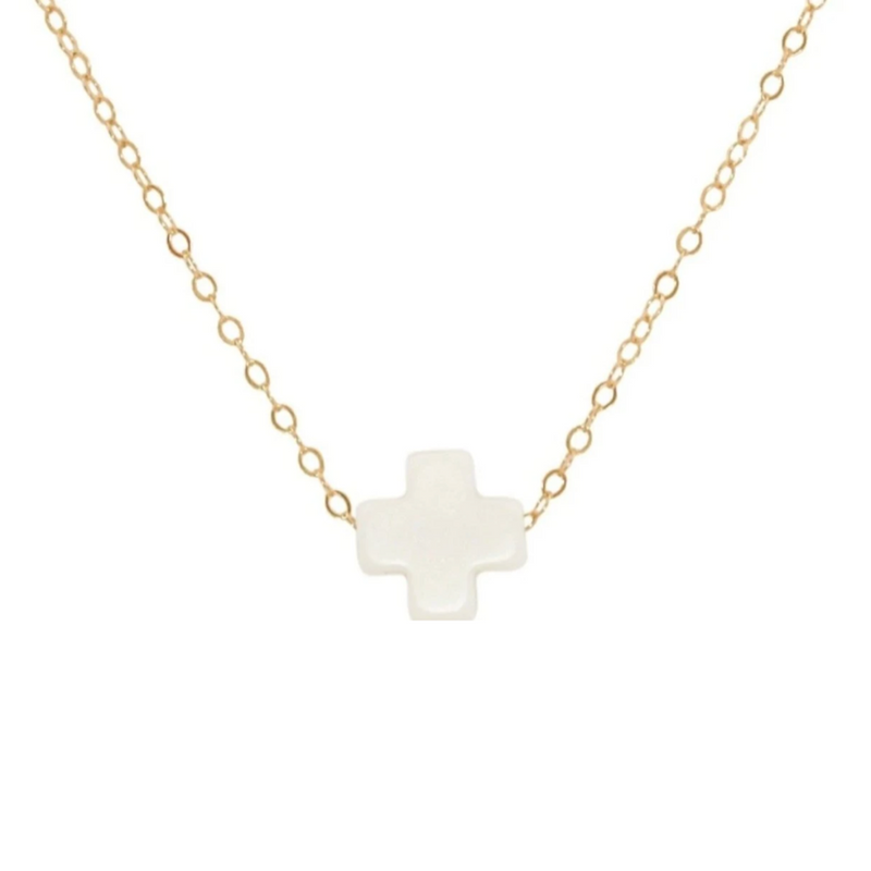 Swiss Style Cross Necklace - Off-White