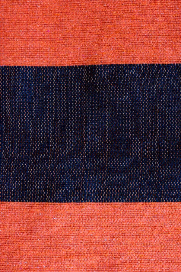 Handwoven Cotton Blanket - Orange & Charcoal