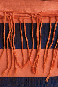 Handwoven Cotton Blanket - Orange & Charcoal