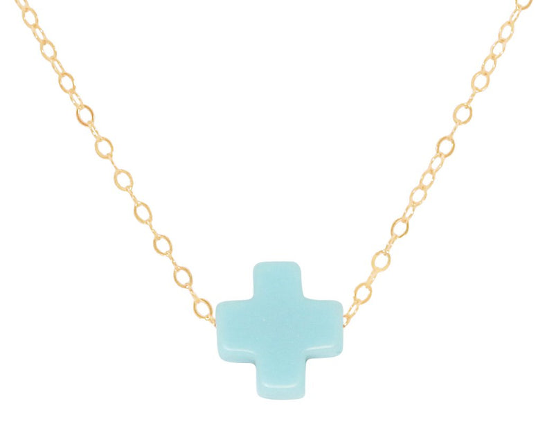 Swiss Style Cross Necklace - Mint
