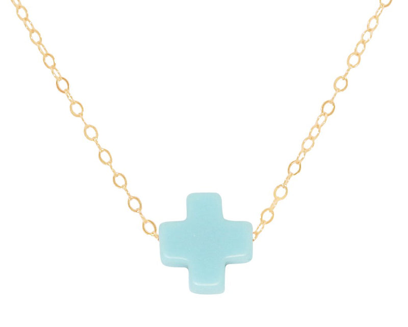 Swiss Style Cross Necklace - Turquoise