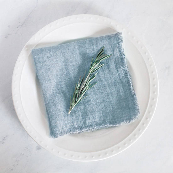 Stonewashed Linen Cocktail Napkin - Light Blue