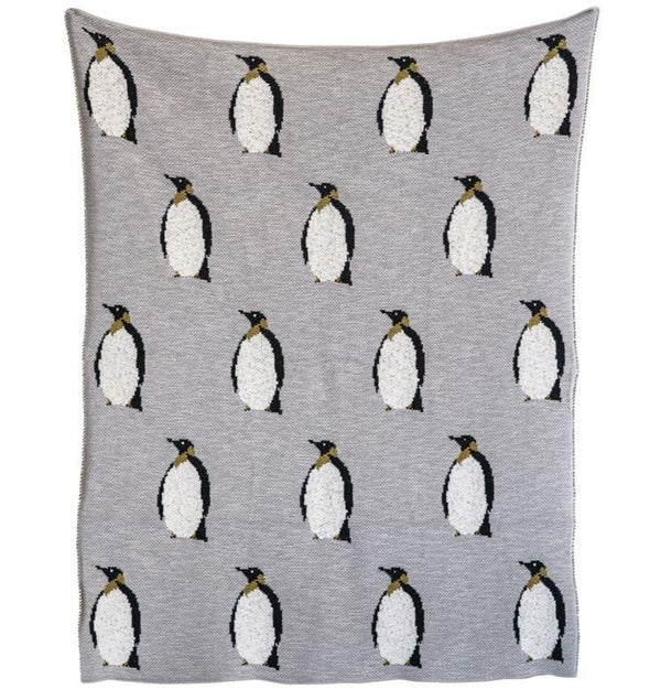 Penguin Baby Blanket - Gray