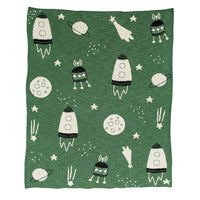 Space Ship Baby Blanket - Green