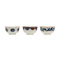Small Porcelain Bowl - White, Blue & Brown