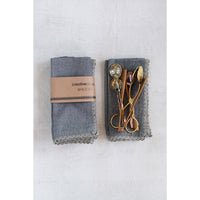 Charcoal Cotton & Lace Trimmed Napkin Set