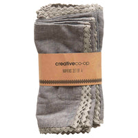 Charcoal Cotton & Lace Trimmed Napkin Set