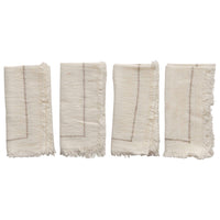 Cream Fringed Napkin Set