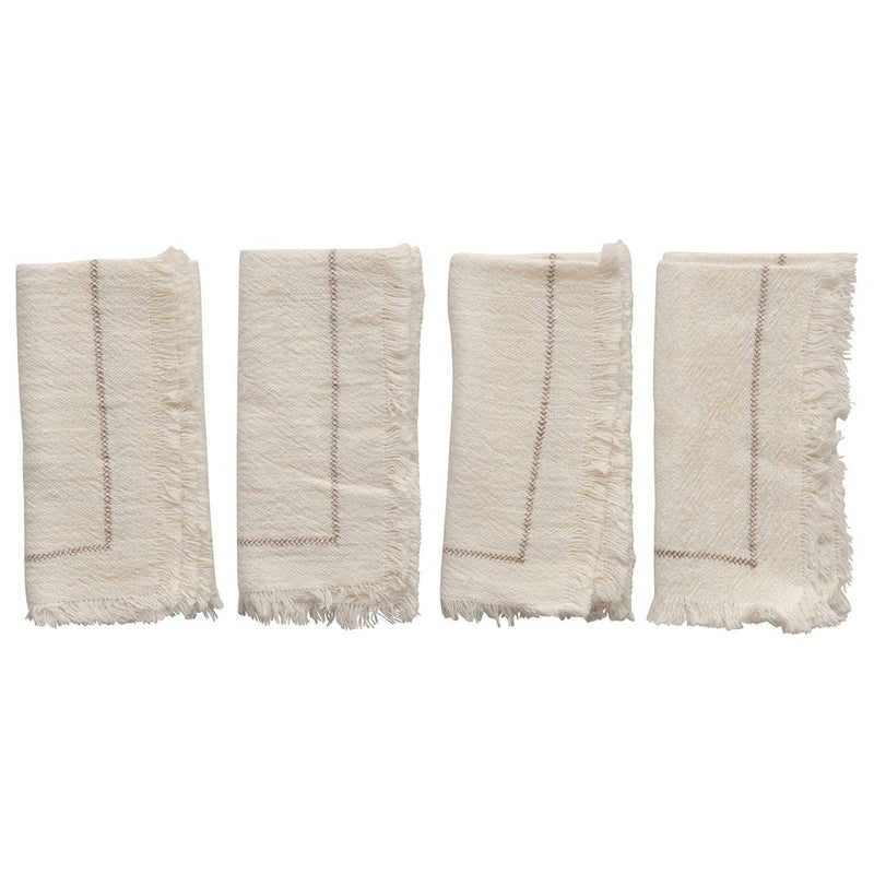 Cream Fringed Napkin Set