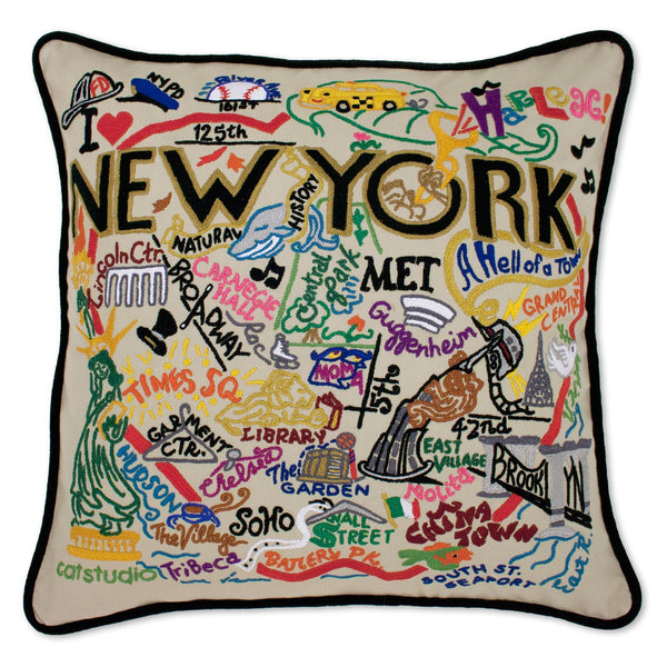 Hand Embroidered Pillow - NYC