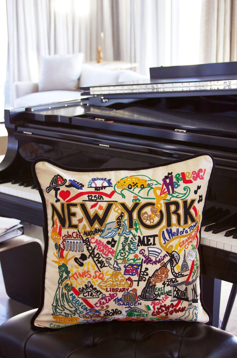 Hand Embroidered Pillow - NYC