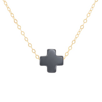 Swiss Style Cross Necklace - Charcoal