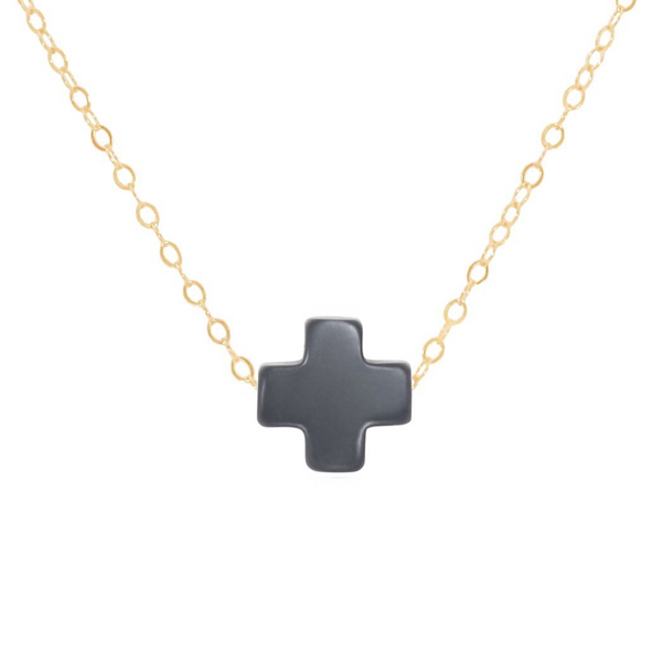 Swiss Style Cross Necklace - Charcoal