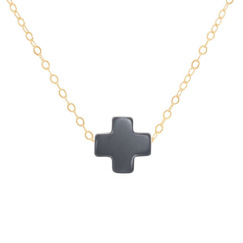 Swiss Style Cross Necklace - Charcoal
