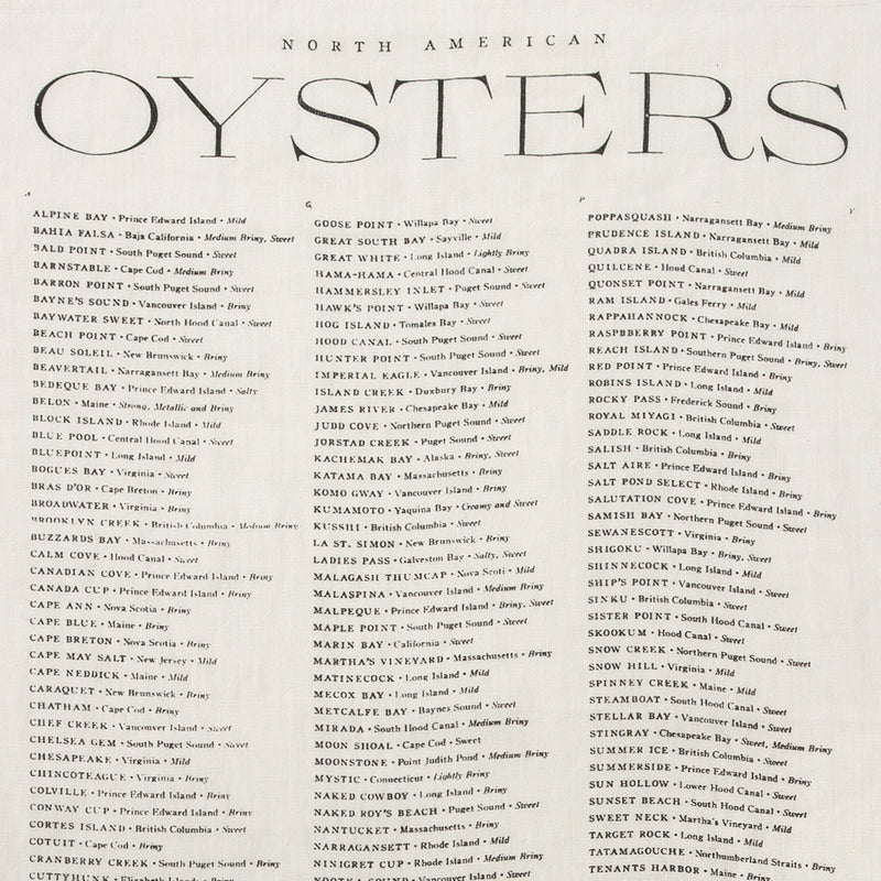 Oyster List Linen Tea Towel